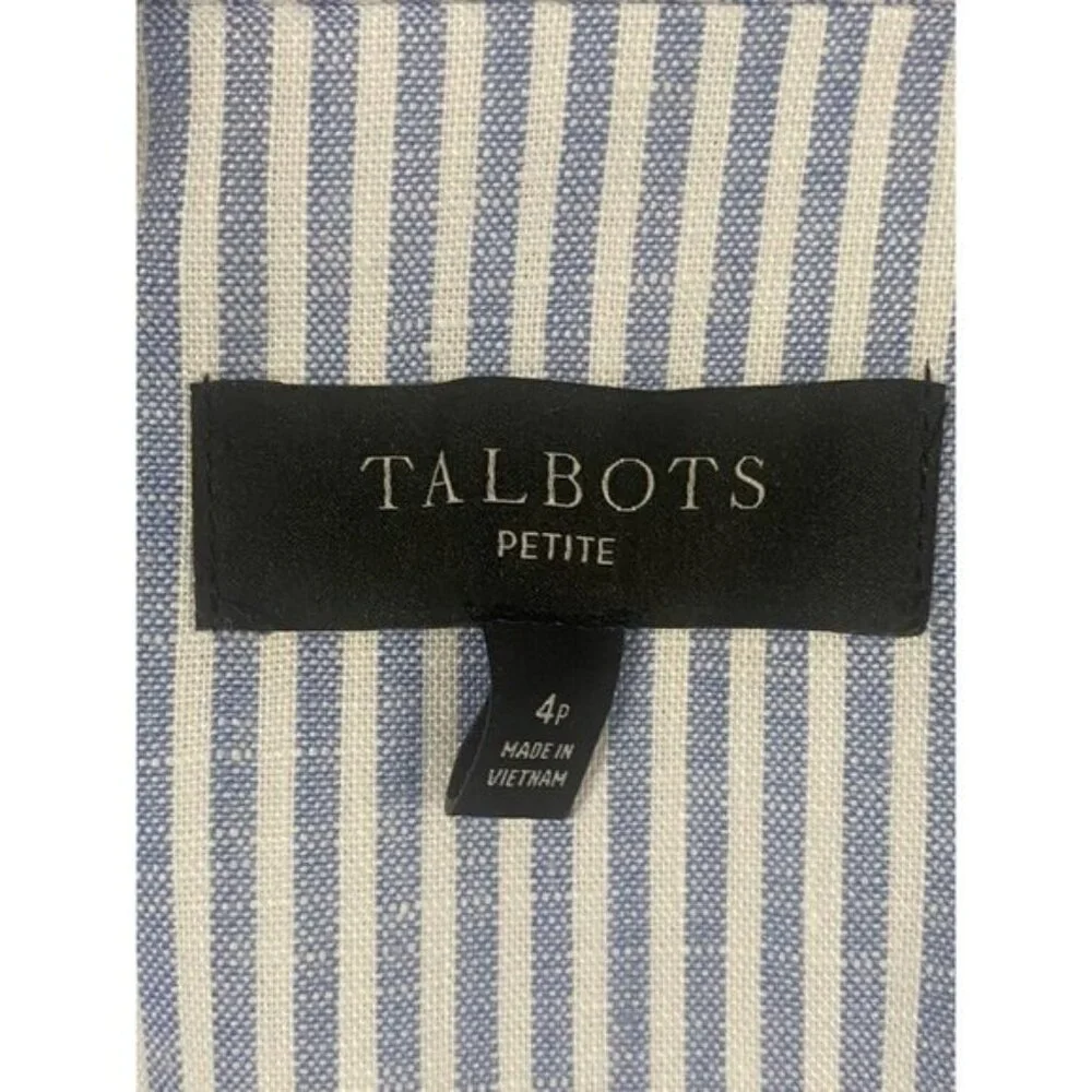 Talbots Blue Striped Seersucker Linen Blend 2 Piece Suit Blazer 4P Pants 6P - Picture 5 of 6